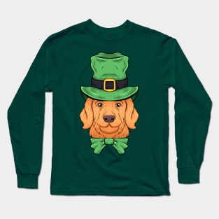 golden retriever st patrick day dog funny cute Long Sleeve T-Shirt